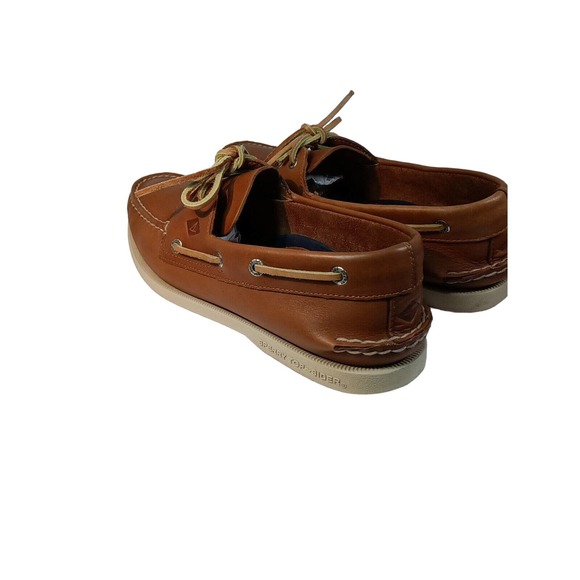 Sperry Men's Top Sider Boat Shoes Preowned Great Condition Tan Leather 10M - Picture 6 of 11